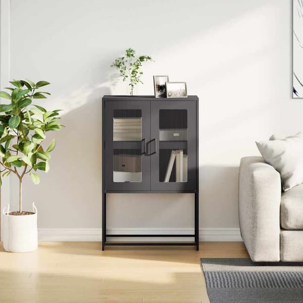 vidaXL høj kommode sort 68x39x107 cm stål