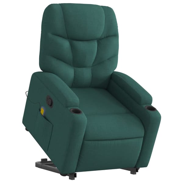 vidaXL Lyftbar massagefåtölj mörkgrön tyg