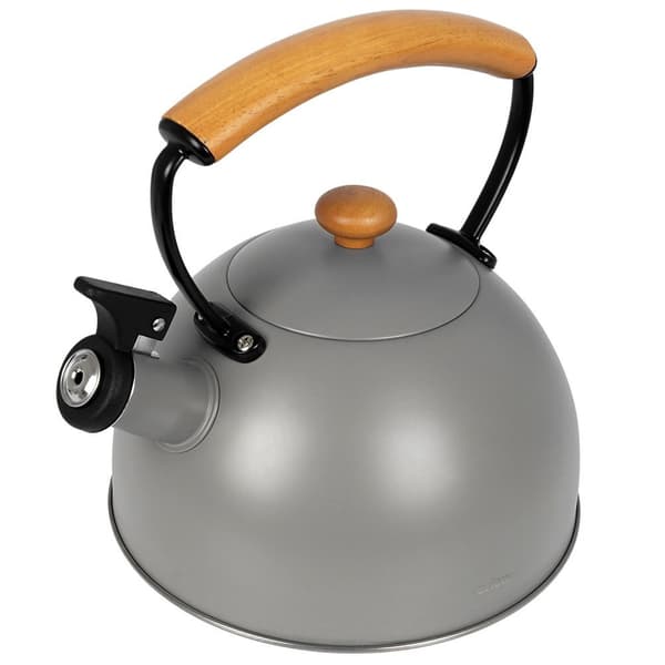 Vattenkokare med visselpipa, stål, grå, TRÄ, 2,9 l