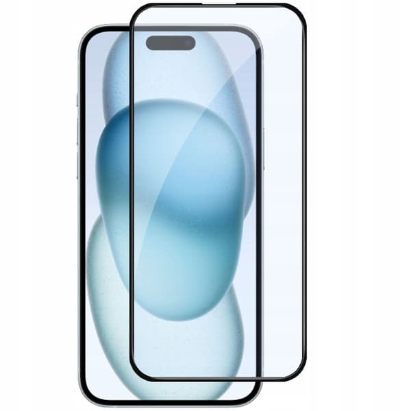 2x Härdat glas för Apple iPhone 15 Plus med helskärmstäckning, 5D-glas