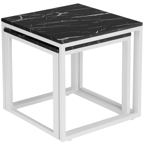 Soffbord VIT PRAVEN SVART MARMOR