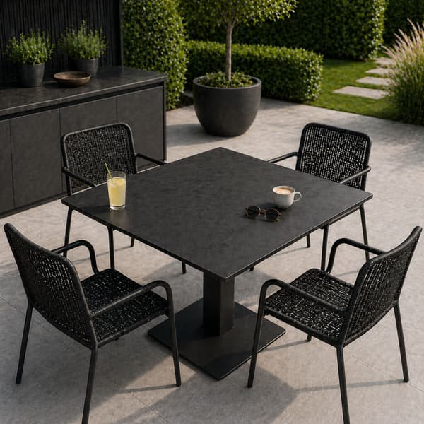 Kompakt HPL bordplade 90x90 cm - Sort (0190SL)