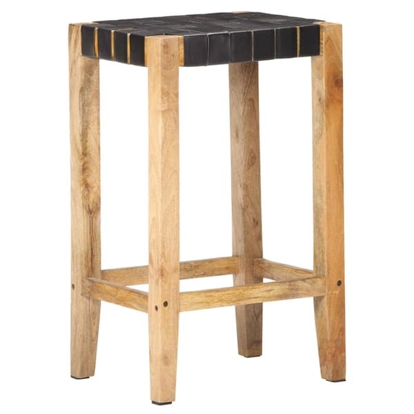 vidaXL Barstole, sæt med 2, sort, ægte læder, 75 cm