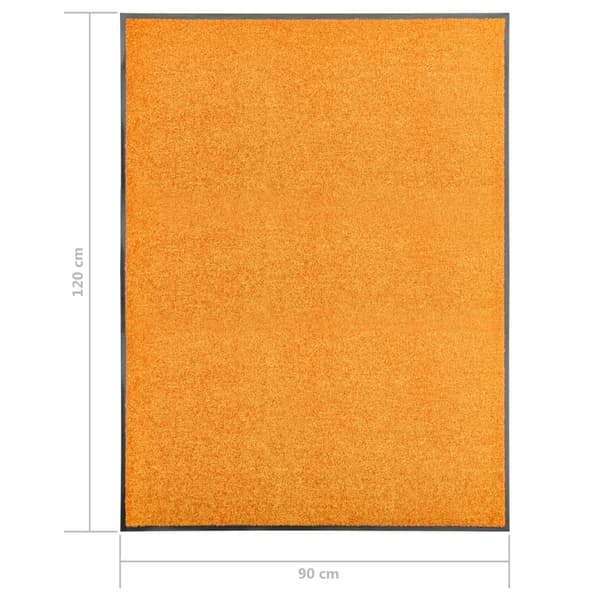 vidaXL vaskbar dørmåtte orange 90 x 120 cm