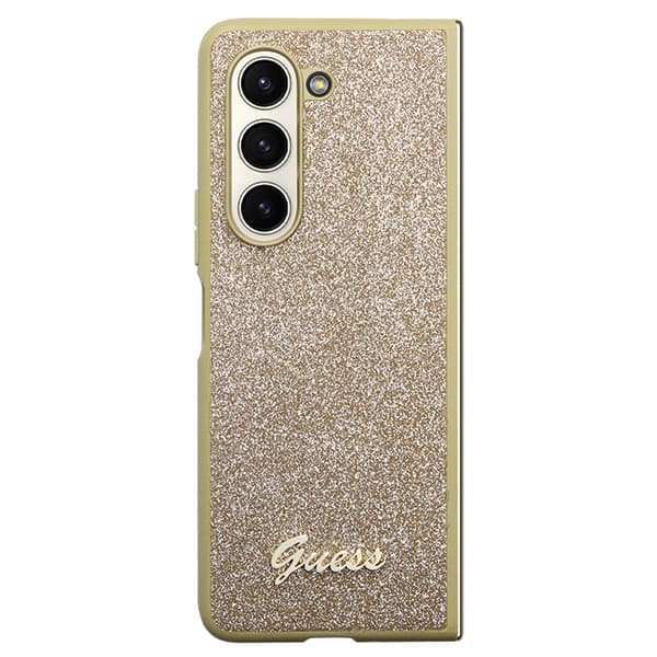 Guess Glitter Script-skal till Galaxy Z Fold5, guld