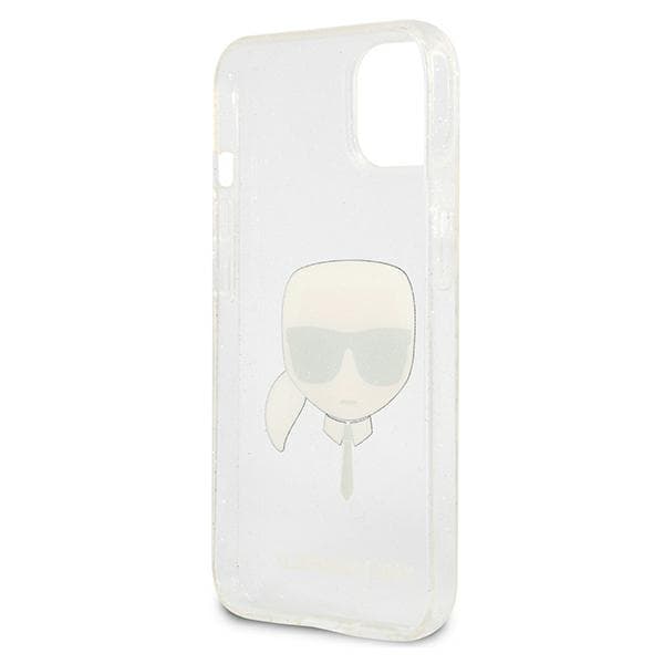 Karl Lagerfeld Glitter Karl`s Head-etui til iPhone 13 mini, sølv