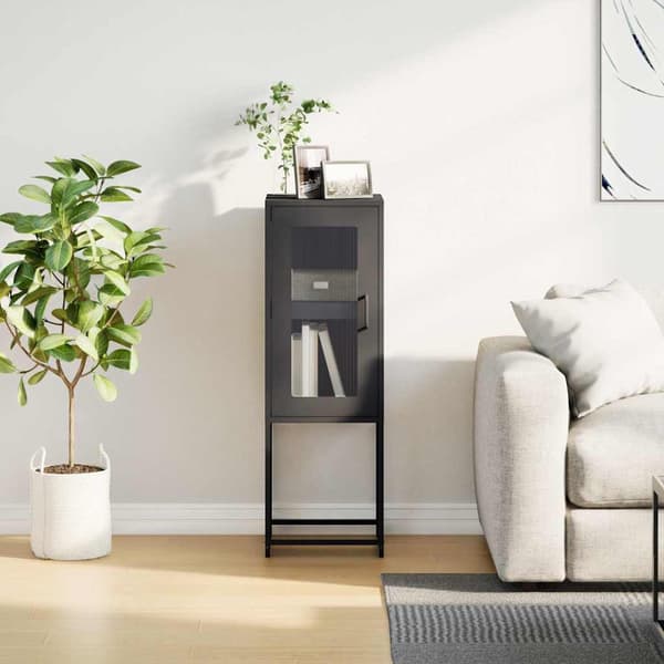 vidaXL kommode sort 36x39x107 cm koldvalset stål