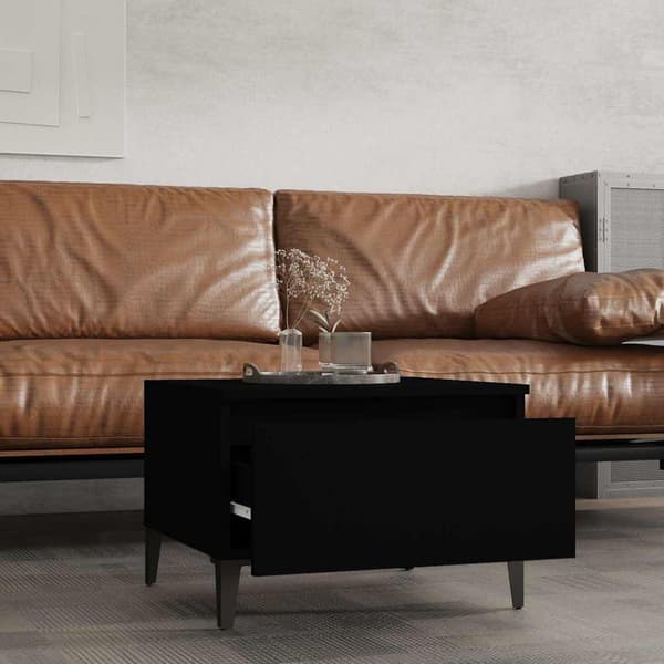 vidaXL sidebord, sort, 50x46x35 cm, træbaseret materiale