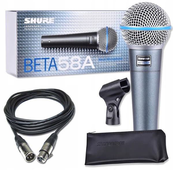 Shure Beta 58A - dynaaminen mikrofoni + kaapeli