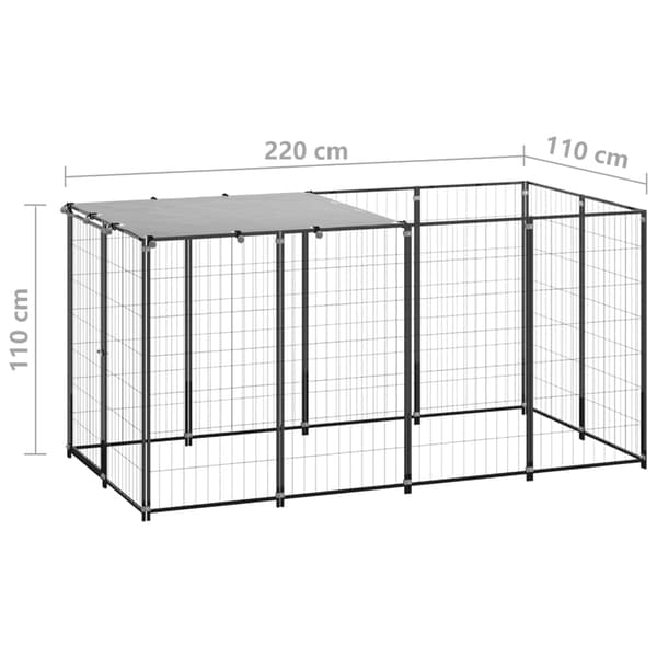 vidaXL hundebur sort 2,42 m² stål