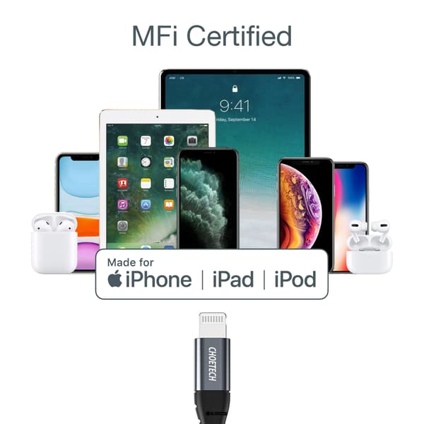 Kabel för iPhone USB-C - Lightning 480Mb/s 3A 1,2m - svart