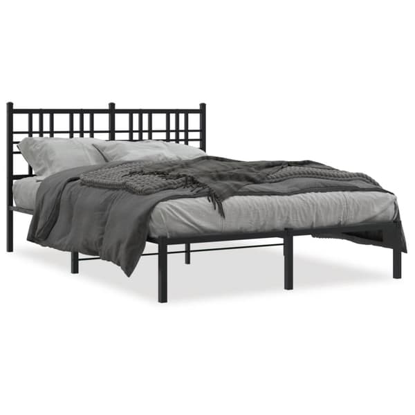 vidaXL metalsengestel med hovedgærde sort 140x190 cm