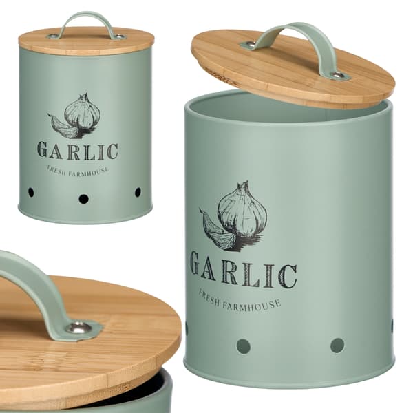 Vitlöksbehållare med krämig mynta och bambulock