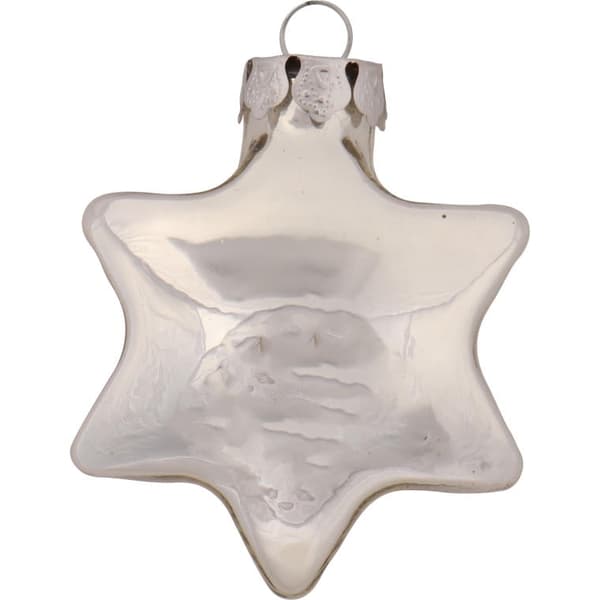 Set med 4 silverfärgade stjärnformade glaskulor