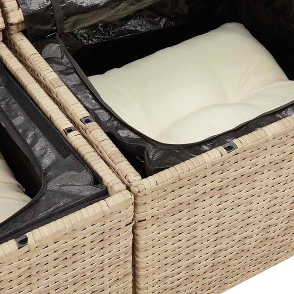 vidaXL Trädgårdssoffa med kuddar, 2-sits, beige, polyrotting