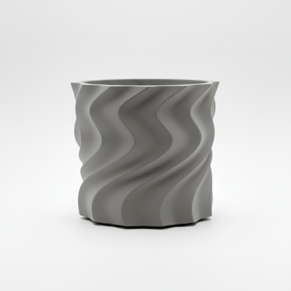 Dekorativ grå spiralblomkruka för växter, modern design