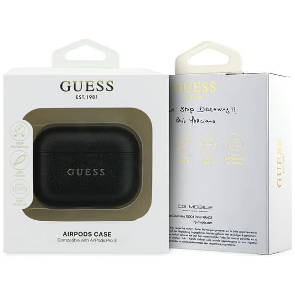 Guess Grained Classic Logo-etui til AirPods Pro 3, sort