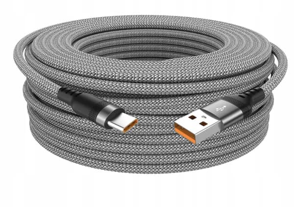 Stålgråt stærkt USB-A / USB-C-kabel 5M (5 meter) USB A - USB C 6A