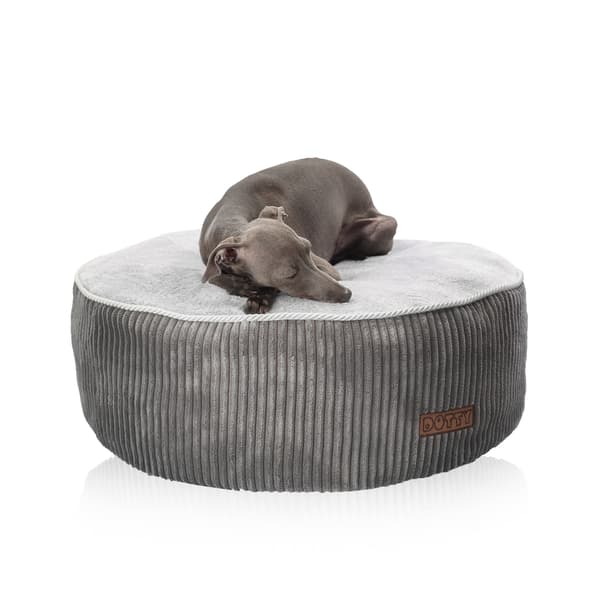 Rund pufpude til hund og kat, blød seng, DOTTY plys