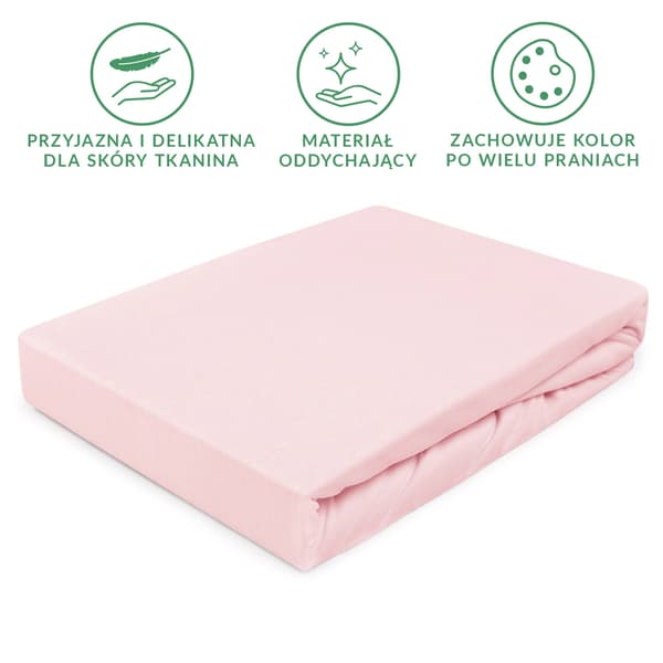 Stræklagen 90x200 elastisk JERSEY 100% BOMULD pudderrosa