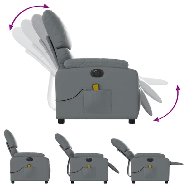 vidaXL elektrisk lænestol med massagefunktion, grå, kunstlæder