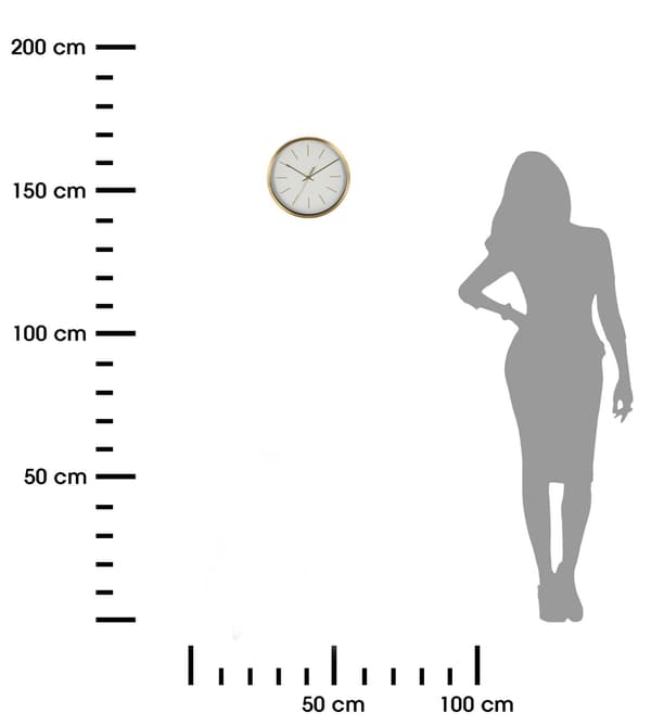 Rund väggklocka i vitt och guld, 25 cm