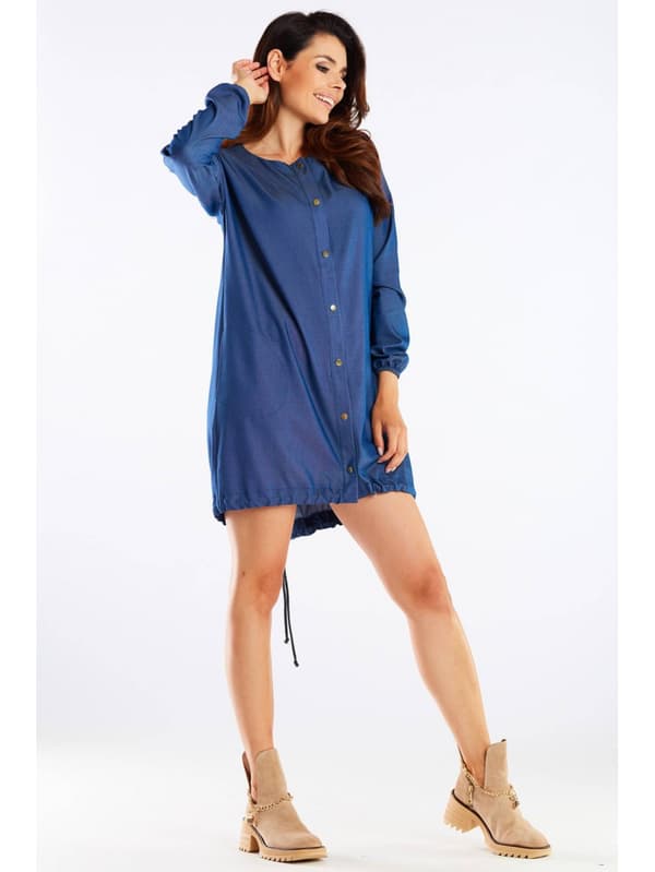 Løstsiddende mini-boblekjole, jeans L/XL