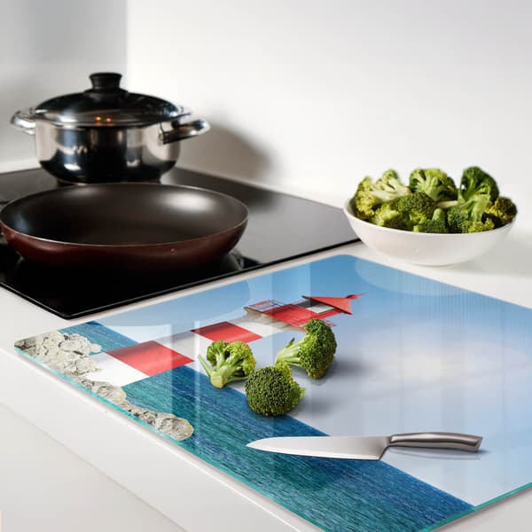 Dekorativ skär- och serveringsbräda i glas Lighthouse 60x52 cm