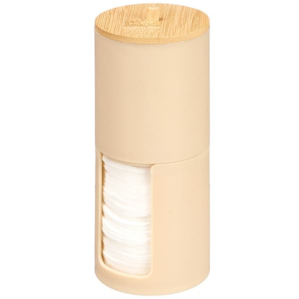 Bomullsrondellbehållare, bambulock, beige