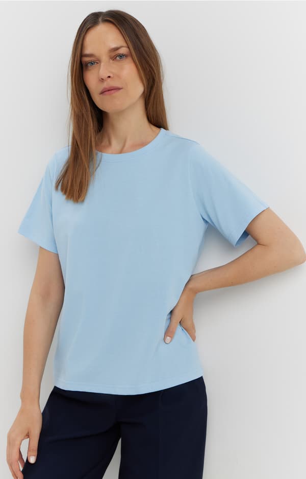 Normal t-shirt i merceriserad bomull, XS