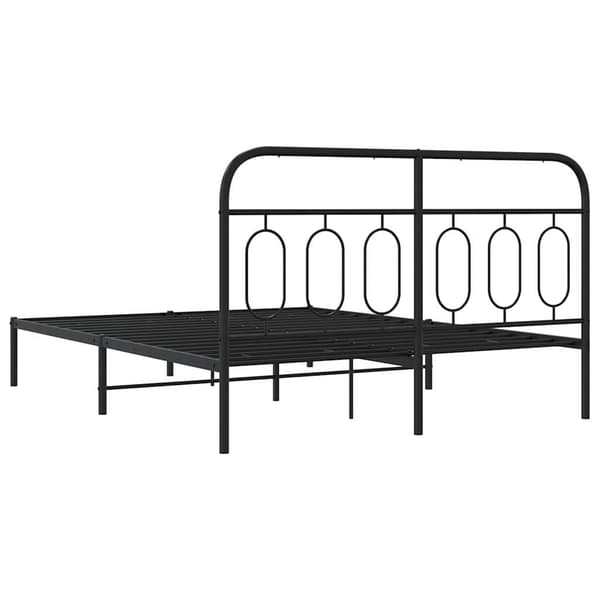 vidaXL metalsengestel med hovedgærde sort 135x190 cm