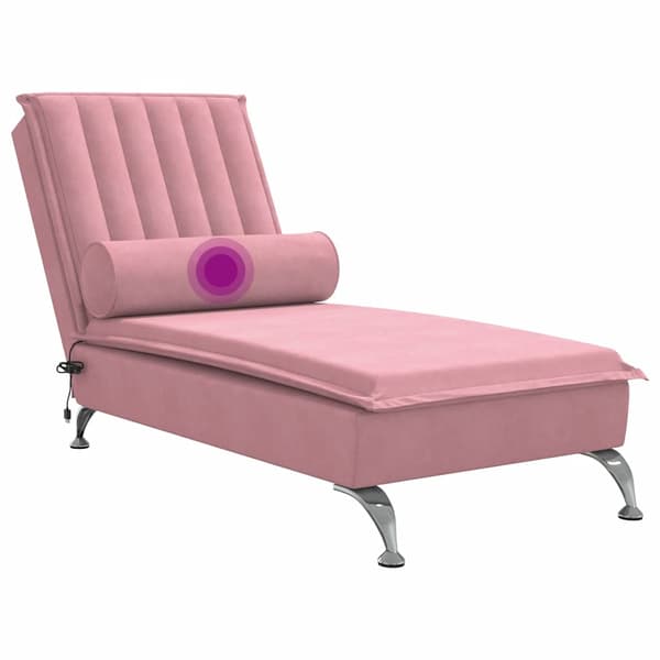 vidaXL Massageschäslong med rullstol, rosa, sammet