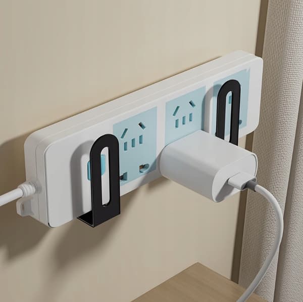2x Vægophæng til router, dekoder, wifi-modem + monteringslim (sort)