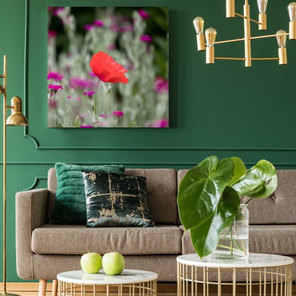 Lærredstryk Botanik Blomsterhave 80x80 cm