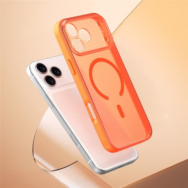 iPhone 17 Pro Max coversæt, MagSafe, mat med kamerabeskyttelse, orange + glas