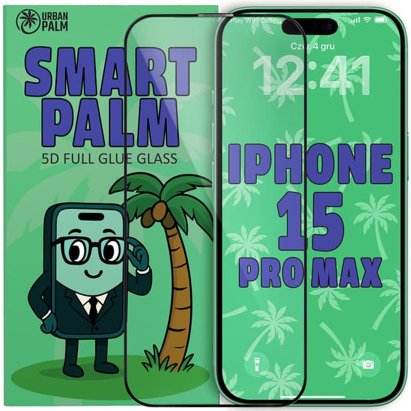 5D Full Glue Smart Palm Härdat Glas för iPhone 15 Pro Max