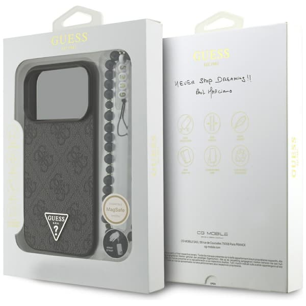 Guess 4G Strap Triangle Logo MagSafe -kotelo iPhone 17 Prolle, musta