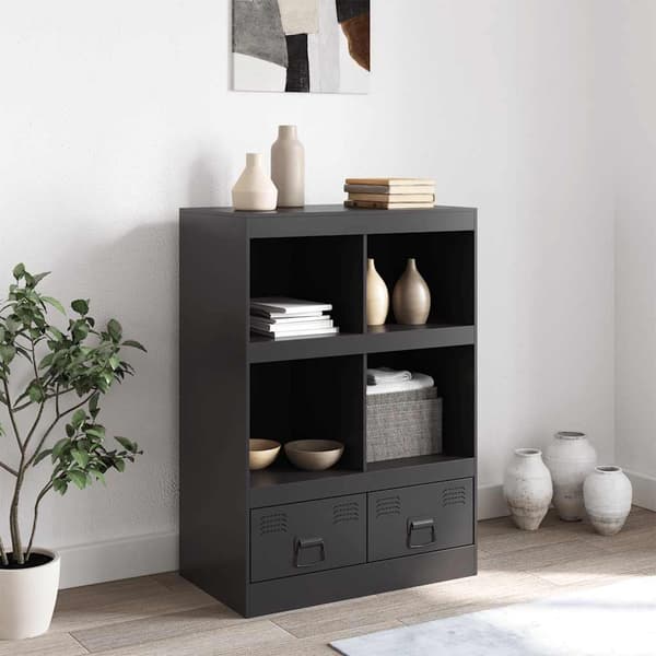 vidaXL skab, sort, 67x39x95 cm, stål