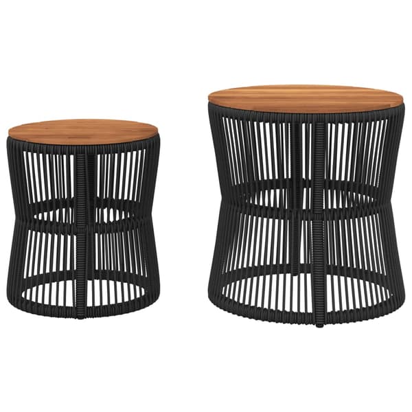 vidaXL haveborde, sæt med 2, træbordplader, sort, polyrattan