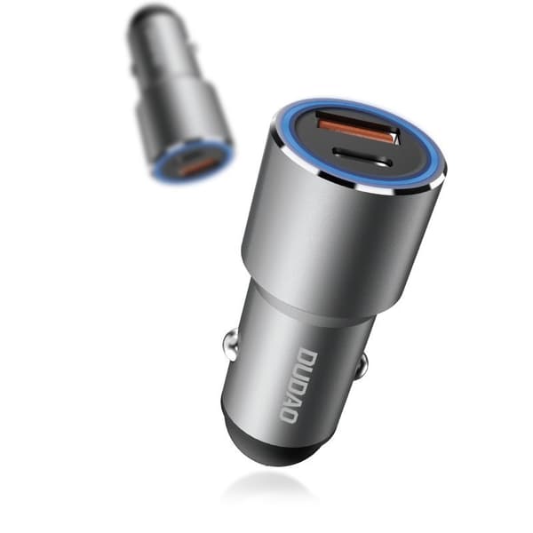 USB-autolaturi USB-C PD QC 22.5W harmaa