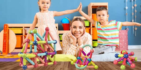 Magnetiska pedagogiska byggklossar FÖR barn stora element 98 bitar