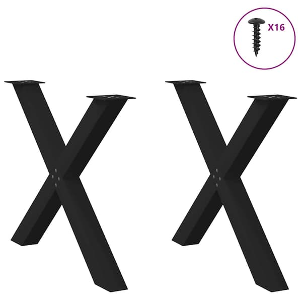 vidaXL spisebordsben, 2 stk., sort, 90x(72-73) cm, stål