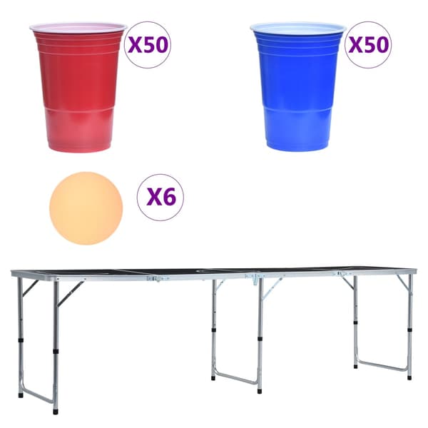 vidaXL foldbart ølpongbord med kopper og bolde 240 cm