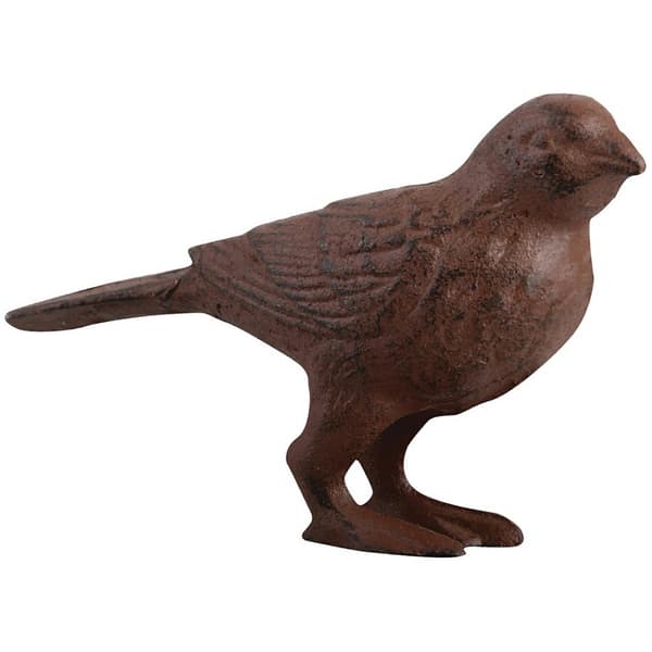 Havefigur, støbejernsfugl, 12x8 cm