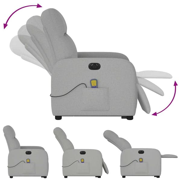 vidaXL Elektrisk lyftande massagefåtölj, vilstol, grå