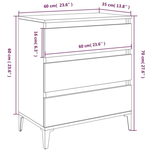 vidaXL kommode, sort, 60x35x70 cm, træbaseret materiale