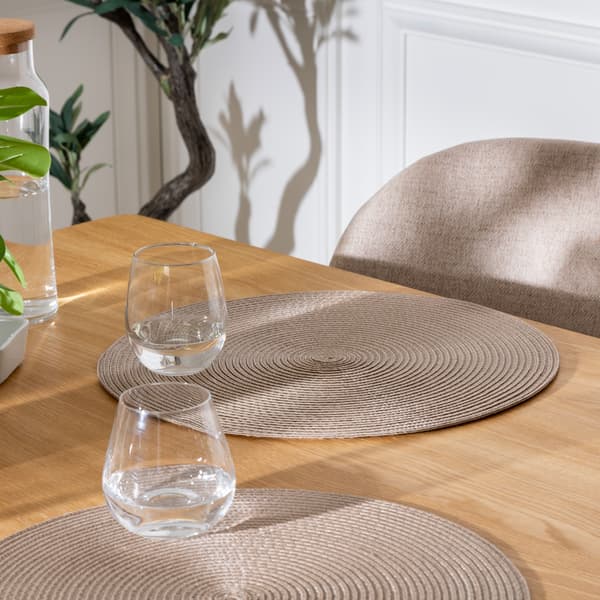 Flet taupe rund bordmåtte