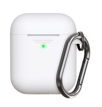 KeyBudz Elevate Nyckelring - Silikonskyddsfodral för AirPods 1/2 (Vit)