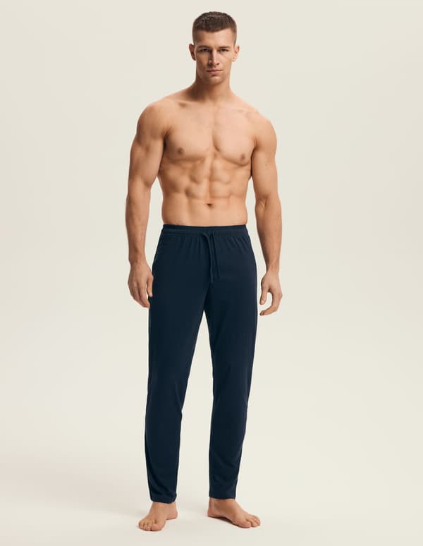 Mode Henderson Herr Långa Pyjamasbyxor 2-Pack | Marinblå, Blå M
