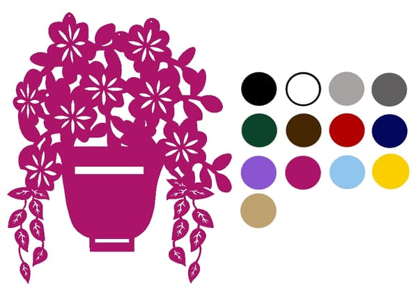 2. Urtepottevedhæng, blomster, åbent arbejde, FARVER